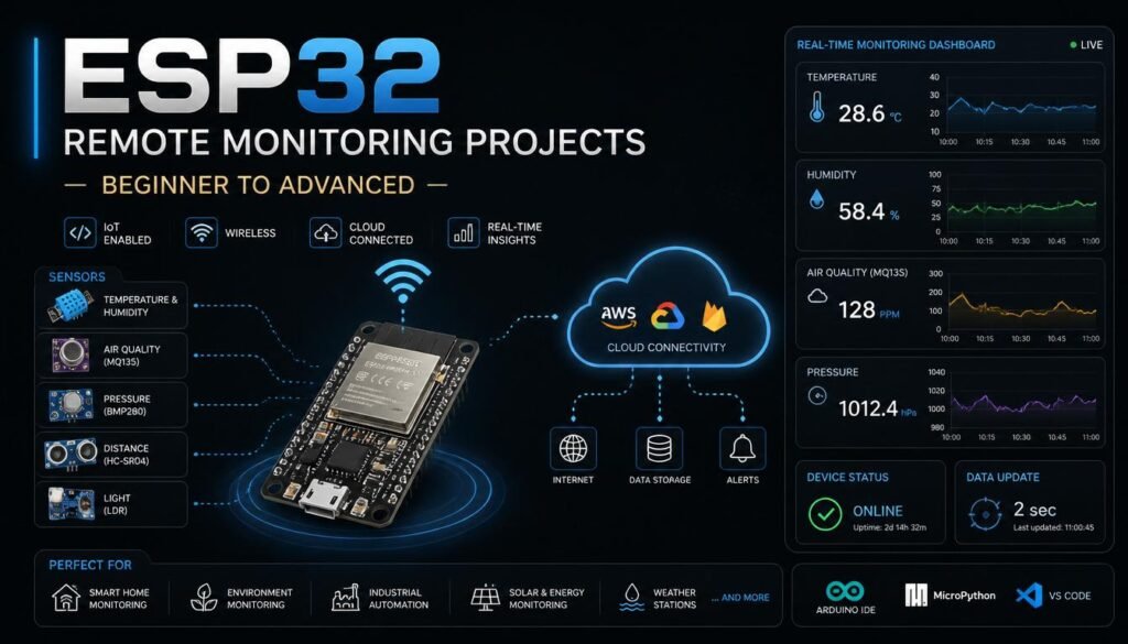ESP32 Remote Monitoring Projects - Beginner to Advanced
